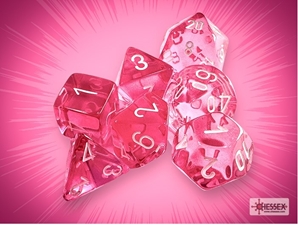 Chessex (23073): Polyhedral 7-Die Set: Pink with White