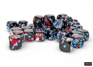 Chessex (24808): D6: 12mm: BRUSH: DARK SIDE/BLUE
