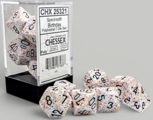 Chessex (25321): Polyhedral 7-Die Set: Speckled: Birthday