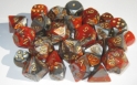 Chessex (26261): D10: Gemini #7: Orange-Steel/Gold 