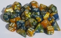 Chessex (26460): Polyhedral 7-Die Set: Gemini: Masquerade-Yellow/White 