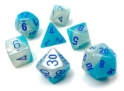 Chessex (26465): Polyhedral 7-Die Set: Gemini: Turquoise-White/Blue Luminary 