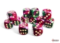 Chessex (26634): D6: 16mm: Gemini: Green Purple/Gold 