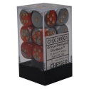 Chessex (26661): D6: 16mm: Gemini #7: Orange-Steel/Gold 