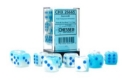 Chessex (26665): D6: 16mm: Gemini: Turquoise-White/Blue Luminary 