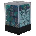 Chessex (26859): D6: 12mm: Gemini #7: Blue-Teal/Gold 
