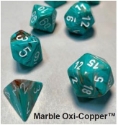 Chessex (27403): Polyhedral 7-Die Set: Marble: Oxi-Copper with White 