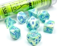 Chessex (30046): Polyhedral 7-Die Set: Festive: Garden/Blue  