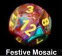 Chessex (27450): Polyhedral 7-Die Set: Festive: Mosaic/Yellow 