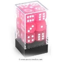 Chessex (27664): D6: 16mm: Frosted: Pink/White 