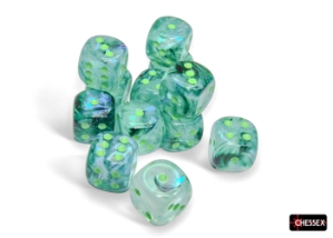 Chessex (27795): D6: 16mm: Nebula: KELP/LIGHT GREEN LUMINARY