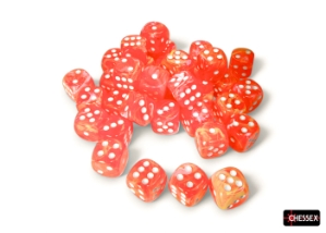 Chessex (27953): D6: 12mm: FESTIVE: DAHLIA/WHITE LUMINARY
