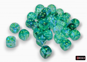 Chessex (27995): D6: 12mm: BOREALIS: KELP/LIGHT GREEN LUMINARY