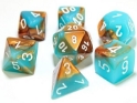 Chessex (30019): Polyhedral 7-Die Set: Gemini: Copper Turquoise/White 