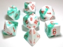 Chessex (30020): Polyhedral 7-Die Set: Gemini: Green White/Orange 