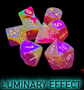 Chessex (30051): Polyhedral 7-Die Set: Luminary: Red with Yellow (with Bonus Die) - CHX30051 []