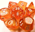 Chessex (30052): Polyhedral 7-Die Set: BOREALIS BLOOD ORANGE/WHITE LUMINARY  