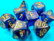 Chessex (30055): Polyhedral 7-Die Set: LUSTROUS AZURITE/GOLD WITH BONUS DICE - CHX30055 [601982038502]