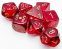 Chessex (30058): Polyhedral 7-Die Set: Translucent: Crimson/Gold 