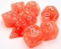 Chessex (30060): Polyhedral 7-Die Set: Translucent: Orange/White 