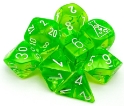 Chessex (30062): Polyhedral 7-Die Set: Translucent: Rad Green/White 