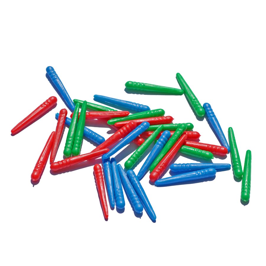 Cribbage Pegs: Plastic 12 x 3 Colour - Blue Green Red 