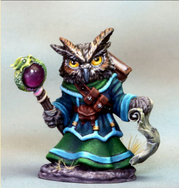 Dark Sword Miniatures: Critter Kingdoms- Owl Mage with Staff 