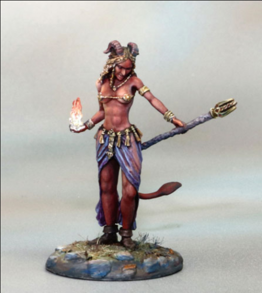 Dark Sword Miniatures: Visions in Fantasy: Female Demonkin Mage with Staff 