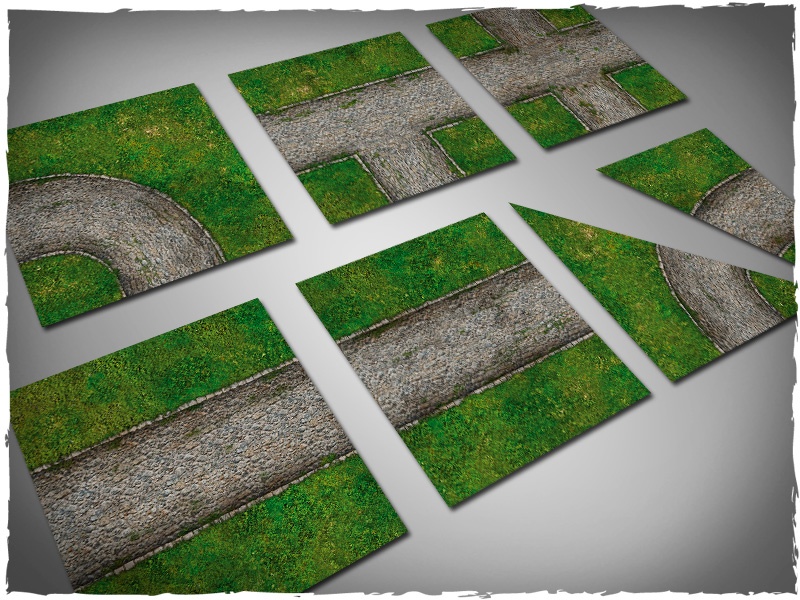 Deep Cut Studio Terrain Tile: Cobblestone Road Set 