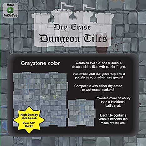 Dry Erase Dungeon Tiles- Graystone: (5) 10" & (16) 5" Interlocking 