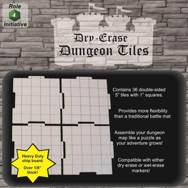 Dry Erase Dungeon Tiles: 5 Interlocking (36) 