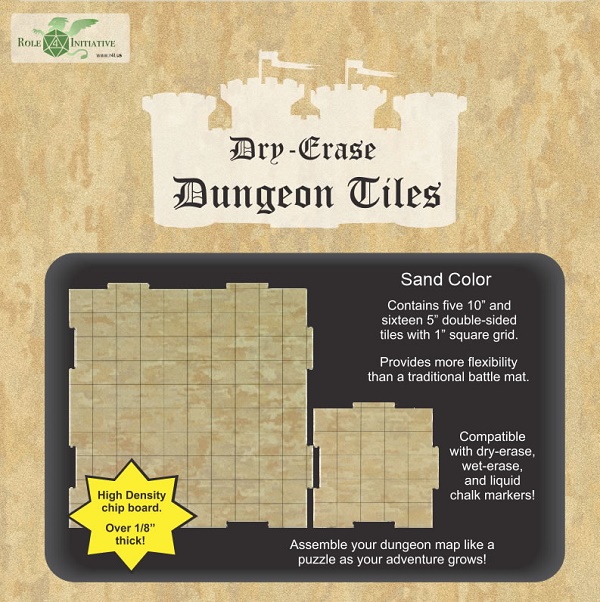 Dry Erase Dungeon Tiles- Sand Color: (5x) 10" & (16x) 5" Interlocking 