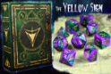 Elder Dice: Polyhedral 10 Die Set: Yellow Sign: Masked Purple with Green 