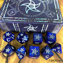 Elder Dice Polyhedral Set: Blue Astral Elder Sign Ley Silver 