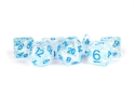 Fanroll: 7 Dice Polyhedral Set: FLASH CLEAR W/ LIGHT BLUE 16MM 