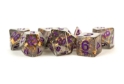 Fanroll: 7 Dice Polyhedral Set: GRAY W/ GOLD FOIL W/ PURPLE 16MM 