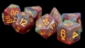 Fanroll: 7 Dice Polyhedral Set: RED PEARL SWIRL 16MM  