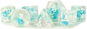 Fanroll: 7 Dice Polyhedral Set: SNOWFLAKE INCLUSION 16MM