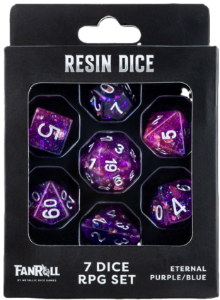 Fanroll: Resin Dice 7 Dice RPG Set: Eternal Purple/ Blue