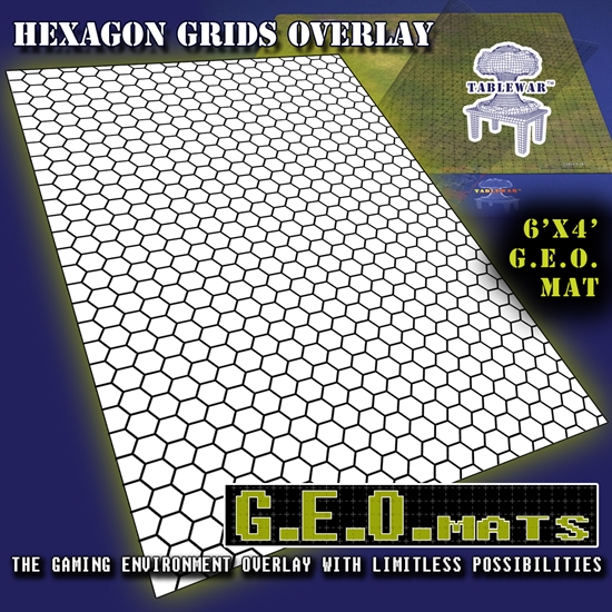 Table War Designs, Inc. GEO Mats Hex 1.25" Grid 6x4 White TWD18GEO6x4H125WC [784008125285]