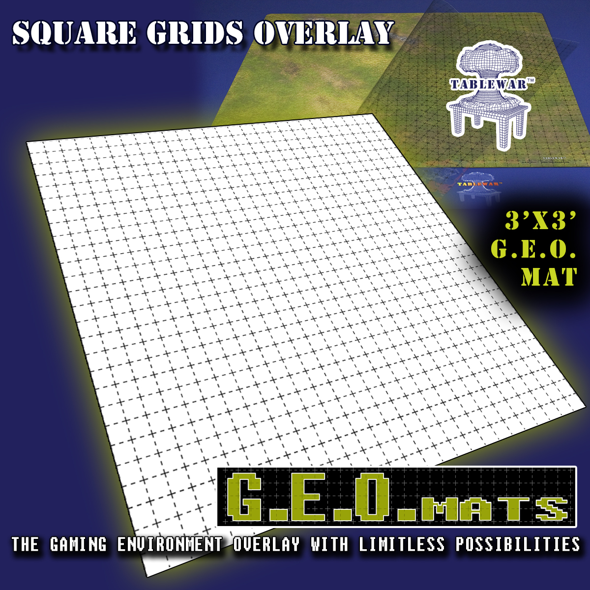 GEO Mats: Square 1" Grid 3x3- Black 
