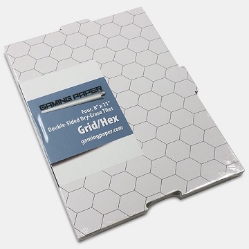 Gaming Paper: 8"x11" Hex/Grid Dry Erase Tiles (4) 