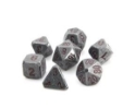 METAL FORGE DICE SET: RAW STEEL W/ DARK RED 