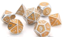 METAL GEMSTONE DICE SET - SILVER CITRINE 