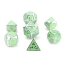 METAL GEMSTONE DICE SET -  SILVER PERIDOT 