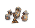 METAL RPG DICE SET - GUNMETAL W/ ORANGE 