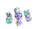 METAL RPG DICE SET - SCORCHED RAINBOW W/ WHITE 