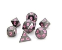 METAL RPG DICE SET - SINISTER CHROME W/ PINK 