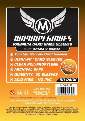 Mayday Games: Premium Yucatan Narrow Card Game Sleeves 54 X 80 MM (50) 