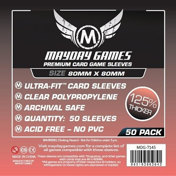 Mayday Games Sleeves: Premium Medium Square Sleeves 50ct (80mm x 80mm)  